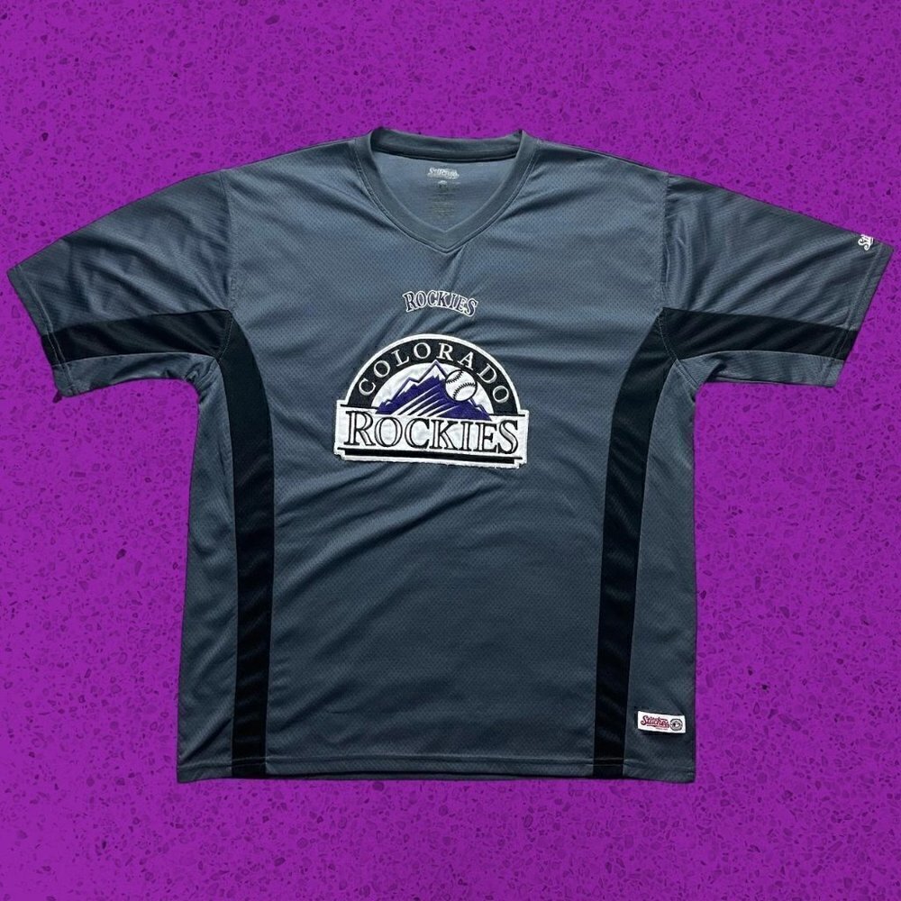 Colorado Rockies Baseball Jersey MLB STITCHES men XL color block purple